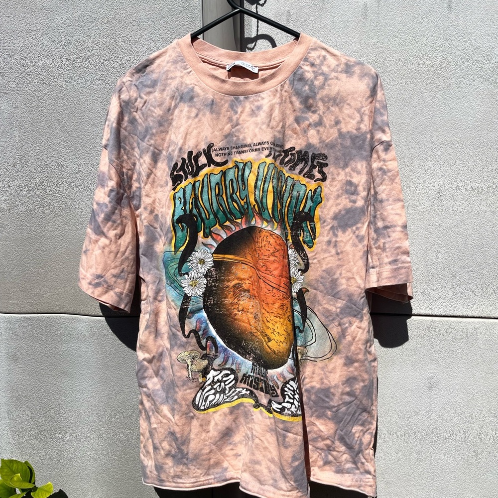 ZARA Men's Blurry Vision Stuck in Times T Shirt Tie Dye Size M